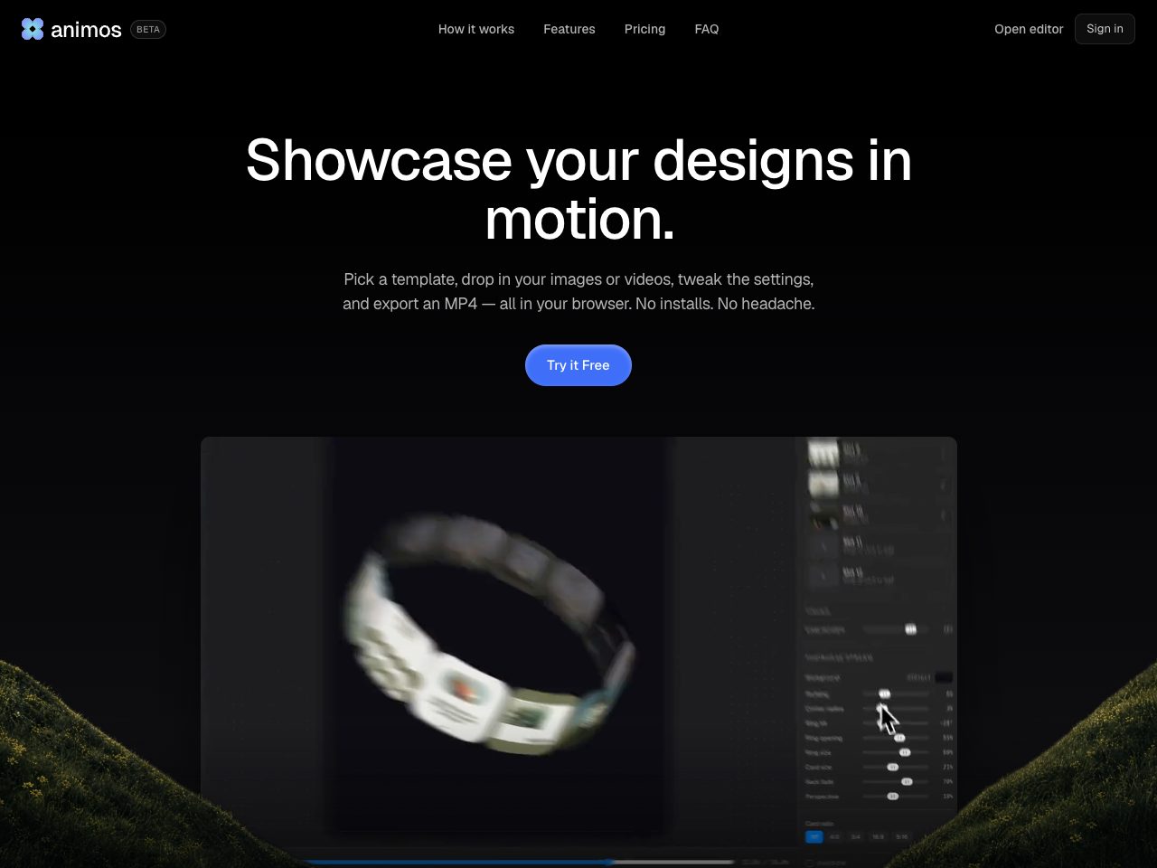 Homepage screenshot of animos