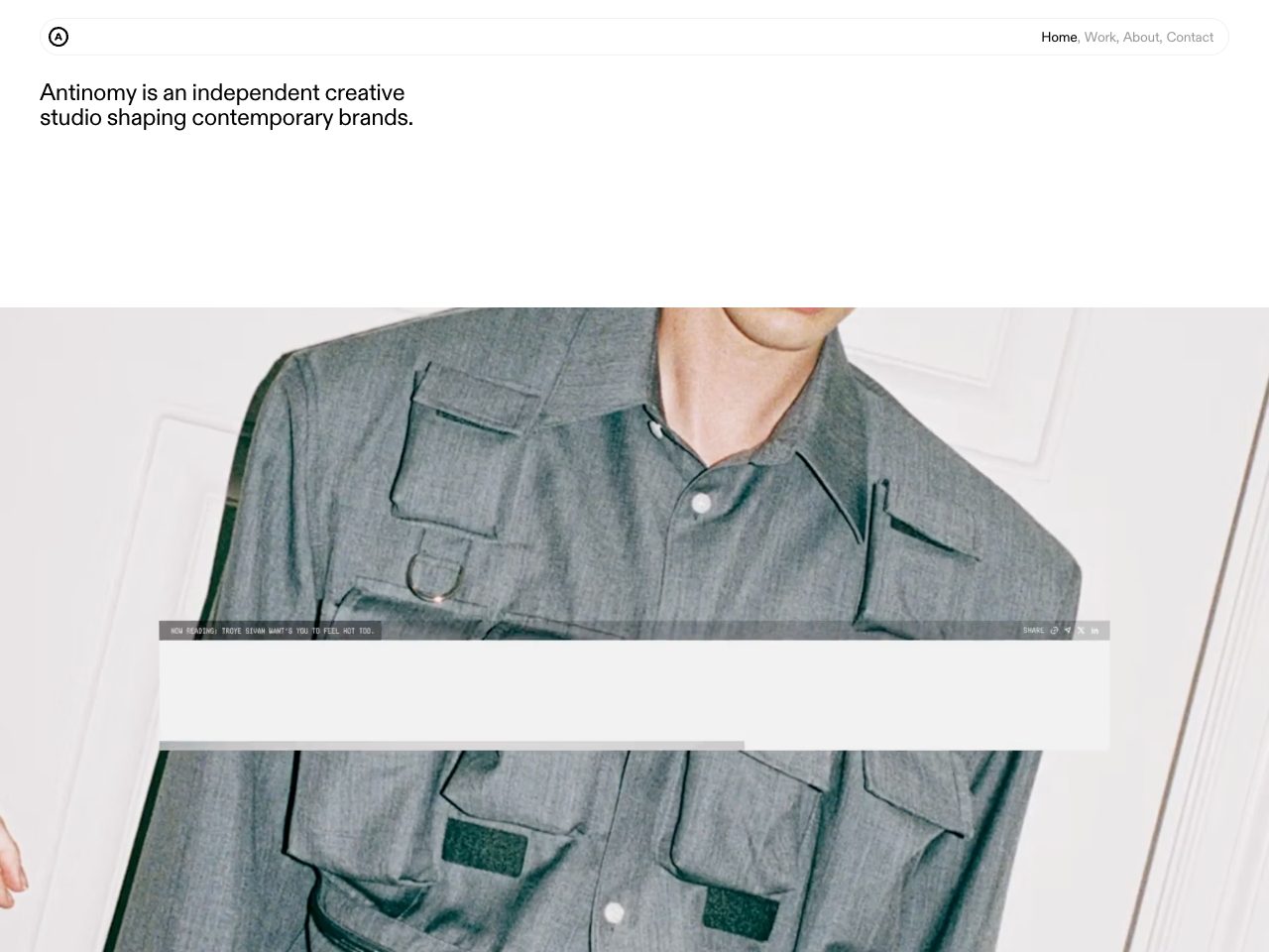Homepage screenshot of Antinomy Studio