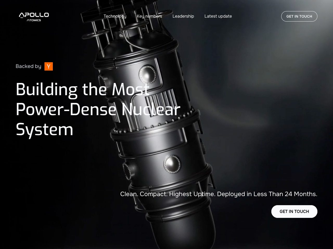 Homepage screenshot of Apollo Atomics