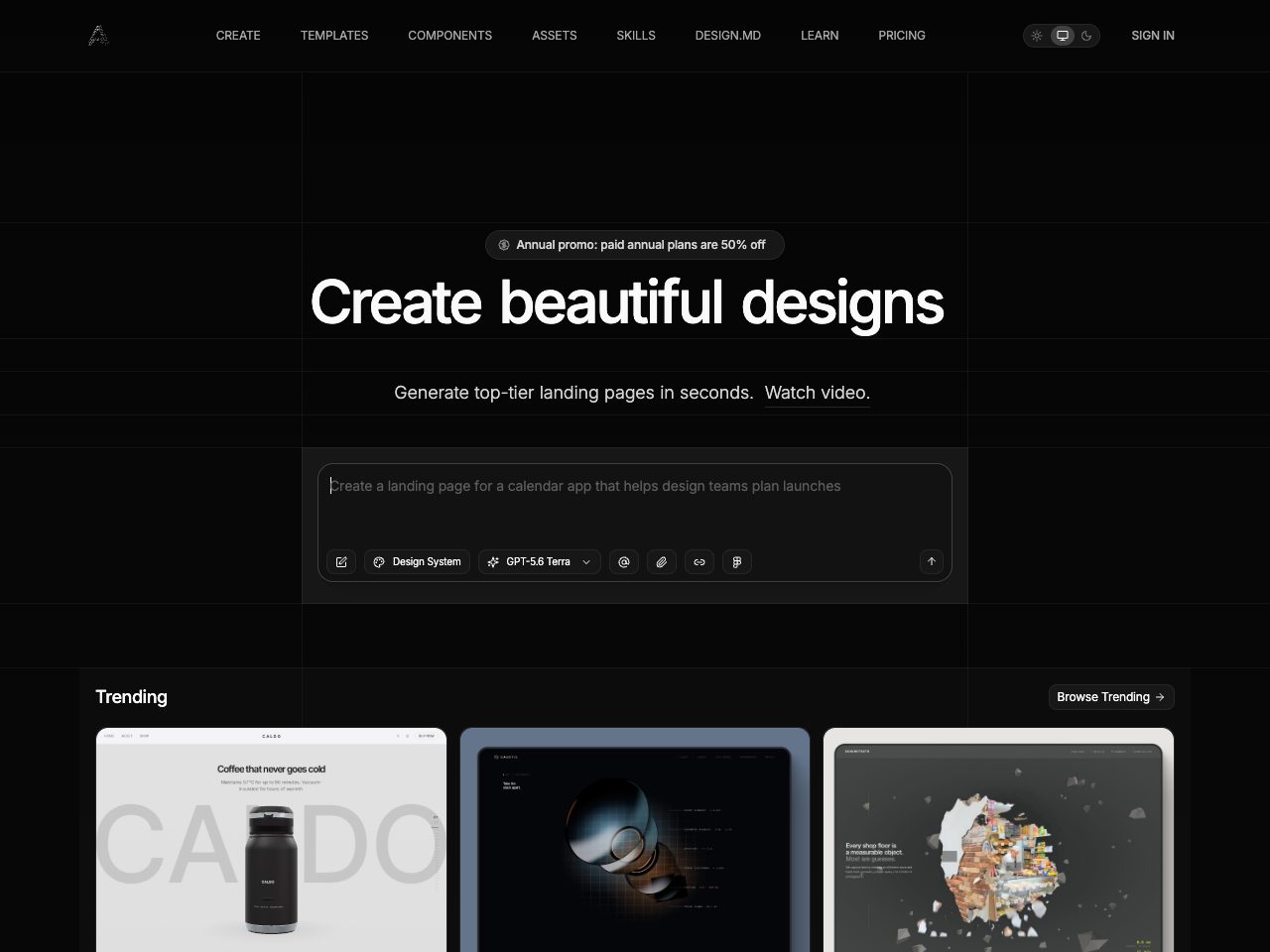 Homepage screenshot of Aura Build