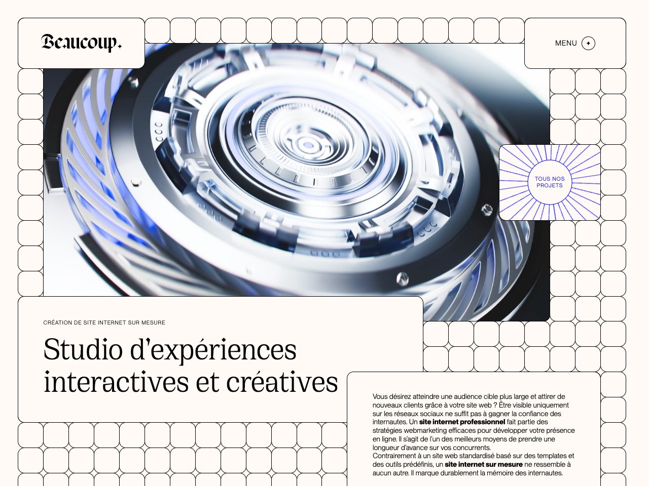 Homepage screenshot of Beaucoup