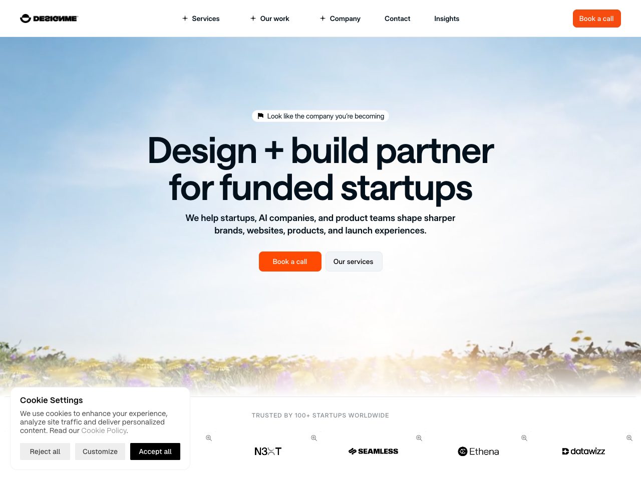Homepage screenshot of Designme