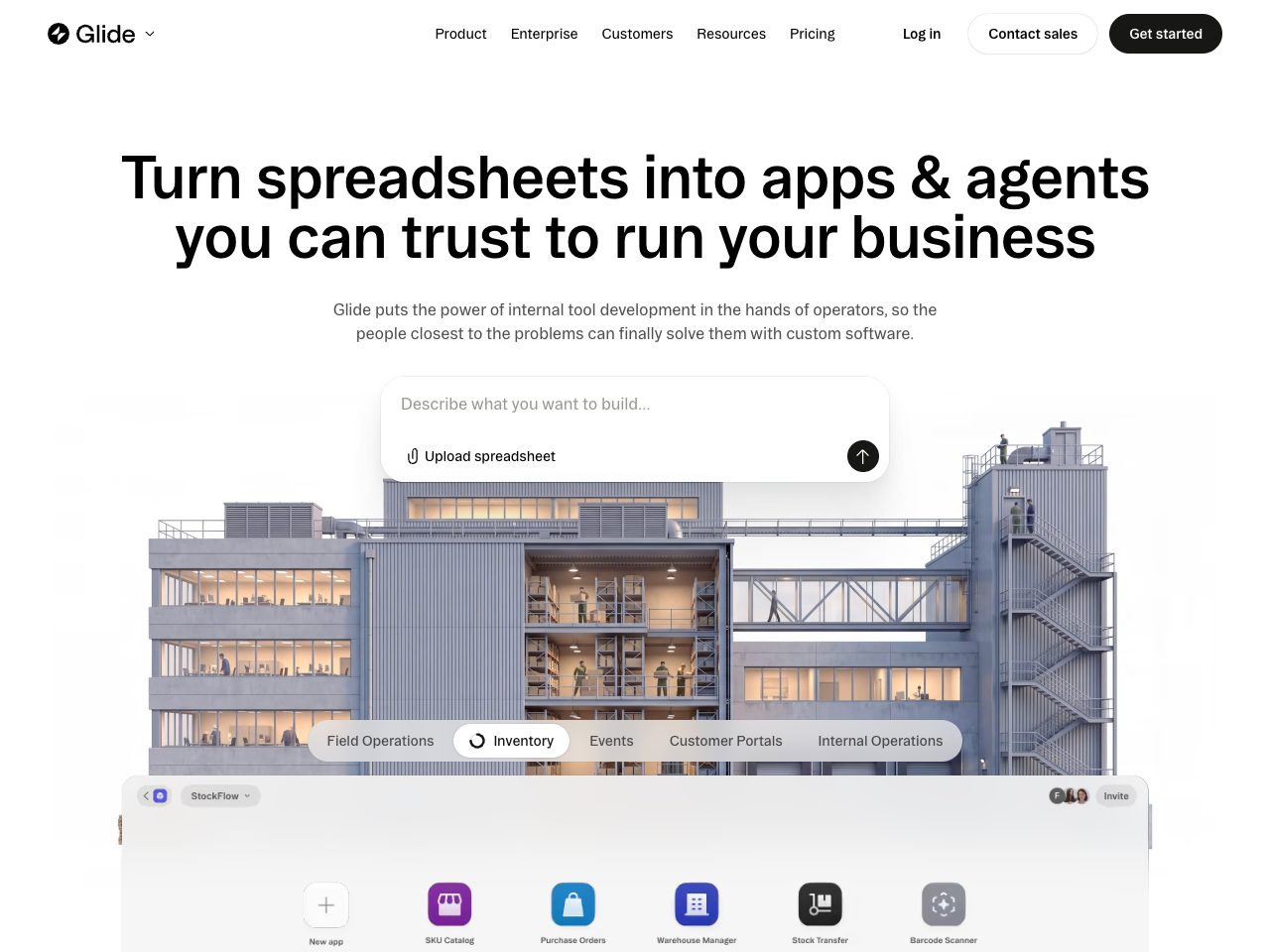 Homepage screenshot of Glide