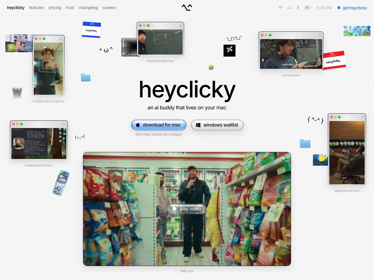 Homepage screenshot of heyclicky