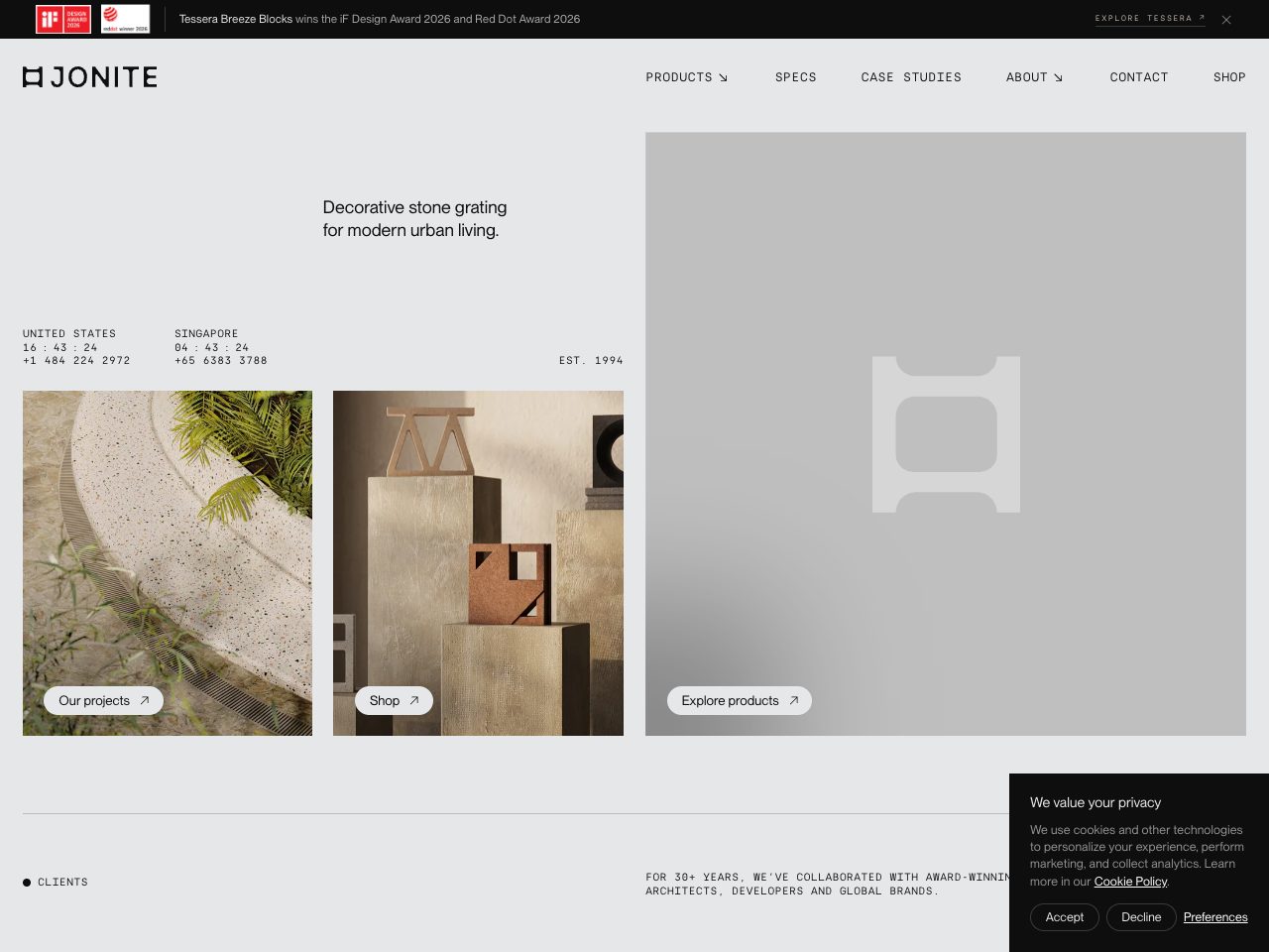 Homepage screenshot of Jonite