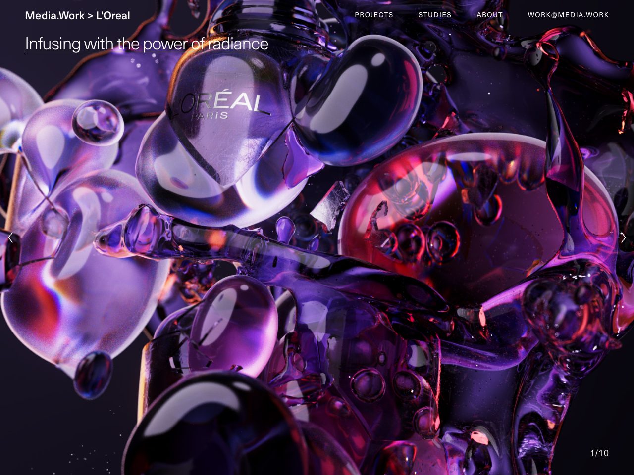 Homepage screenshot of Media Work