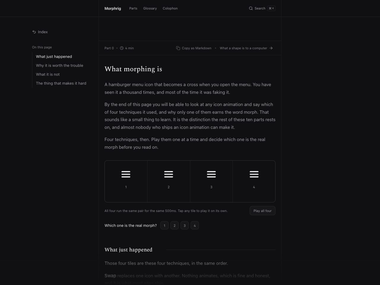 Homepage screenshot of Morphrig