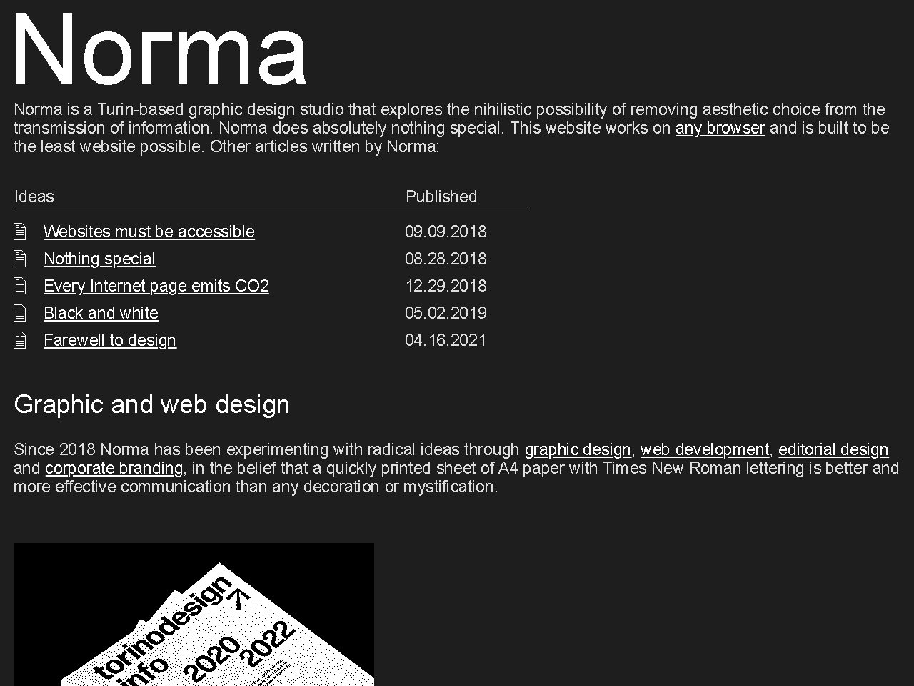 Homepage screenshot of Norma
