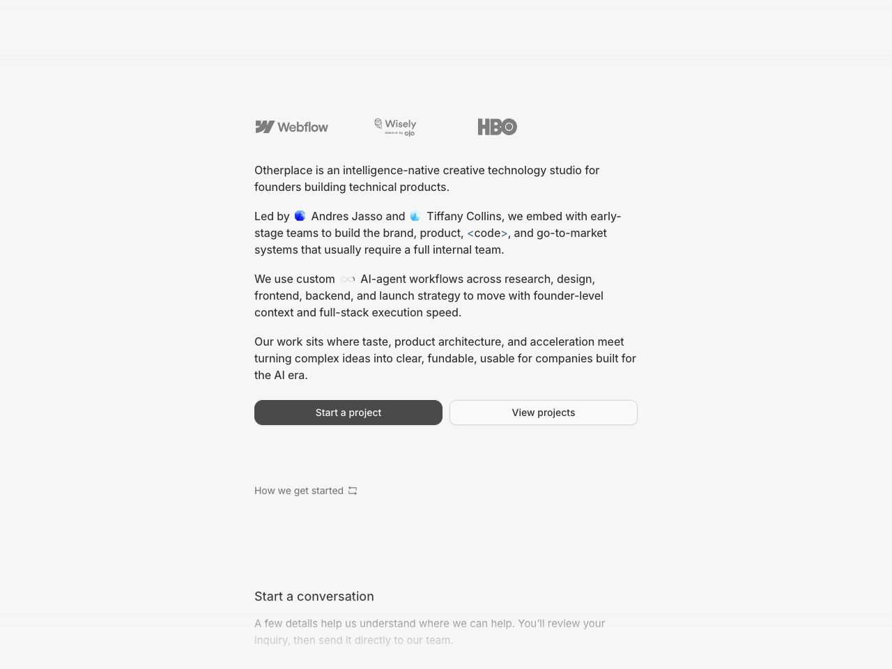 Homepage screenshot of Otherplace