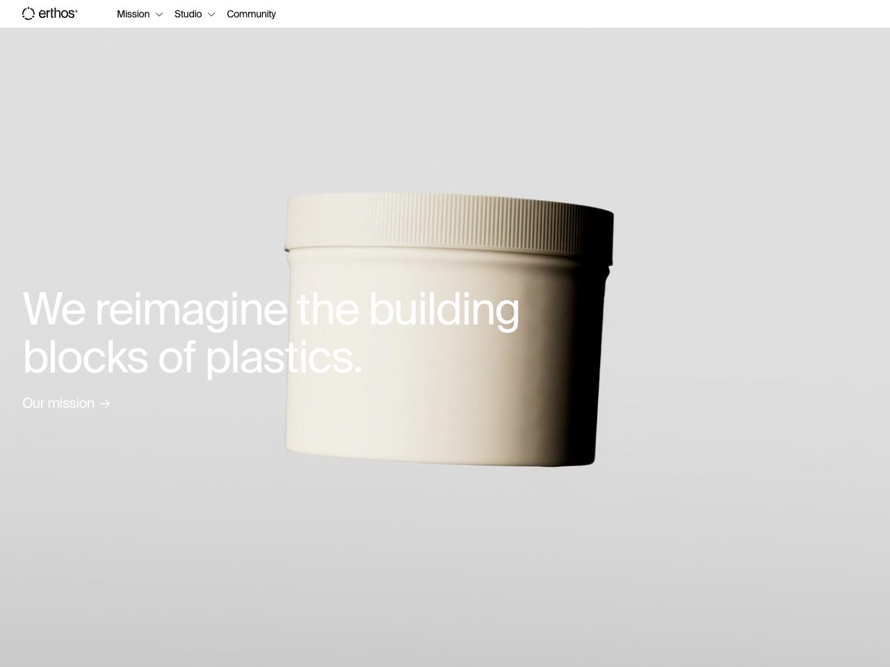 Homepage screenshot of Erthos