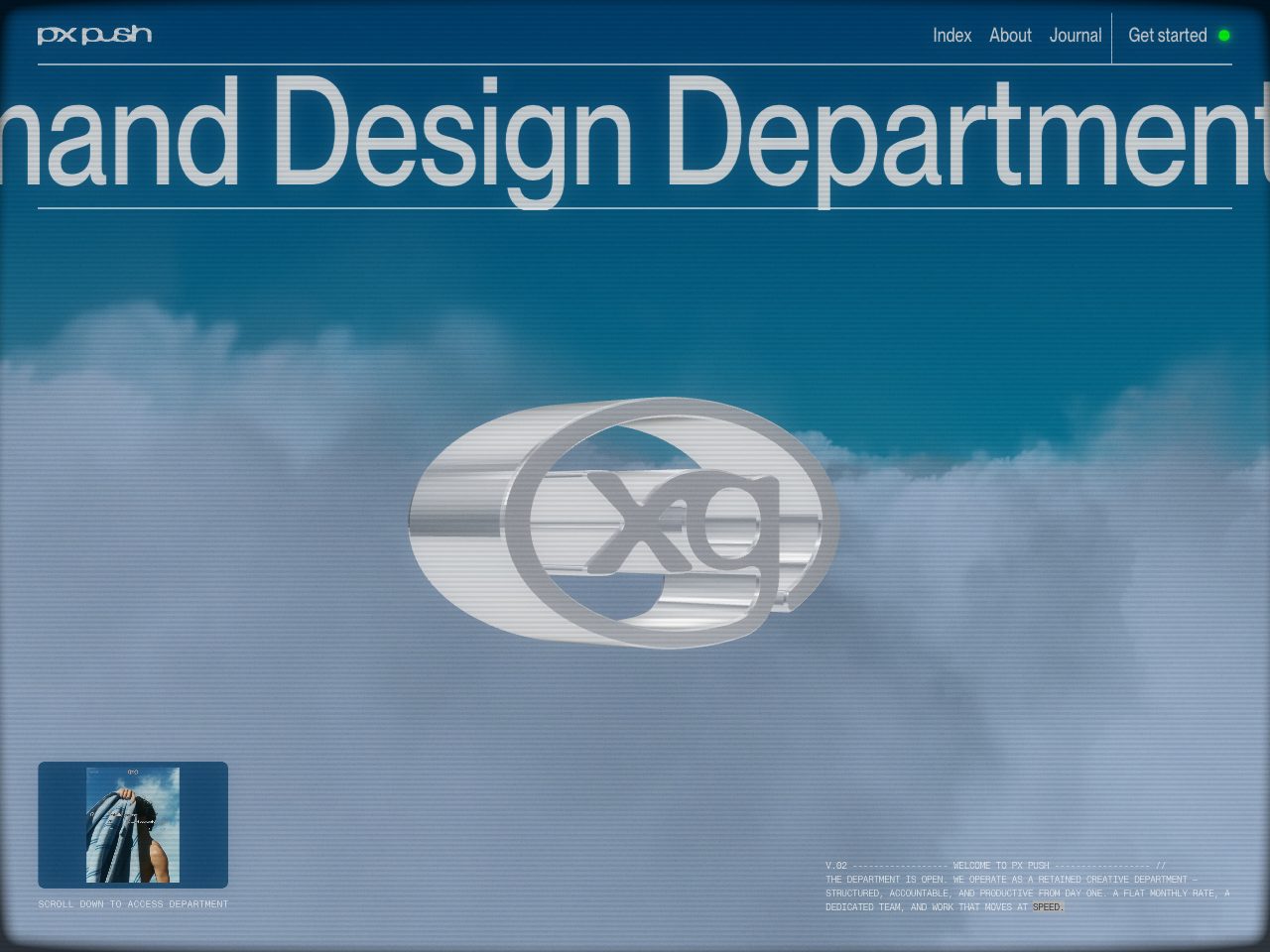 Homepage screenshot of PX PUSH