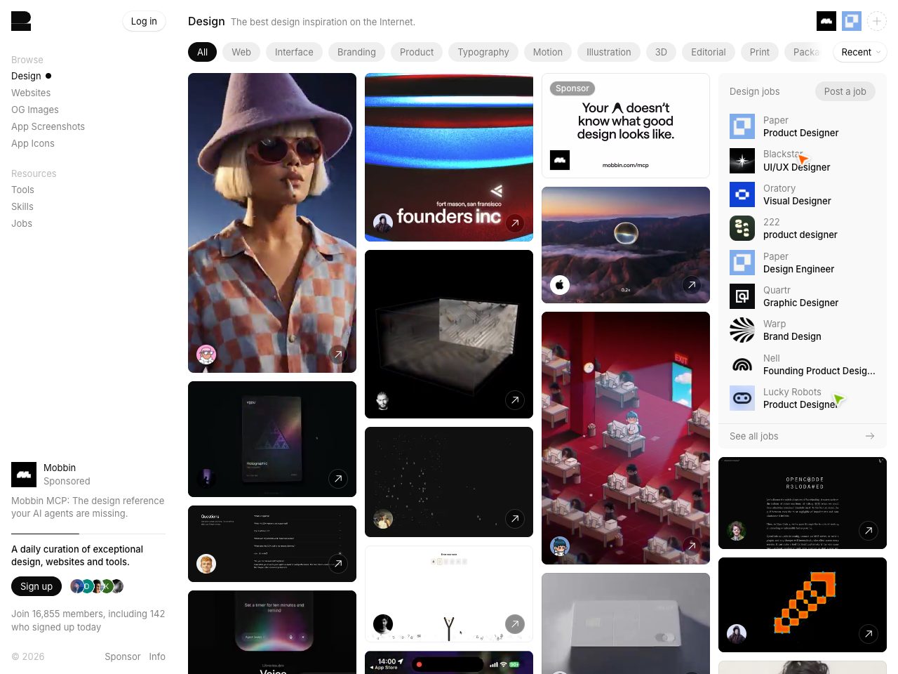 Homepage screenshot of Recent