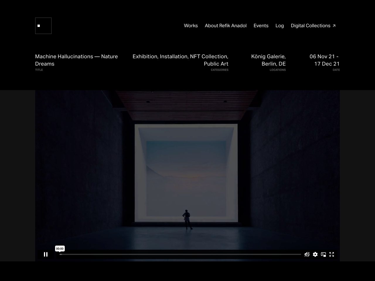 Homepage screenshot of Refik Anadol