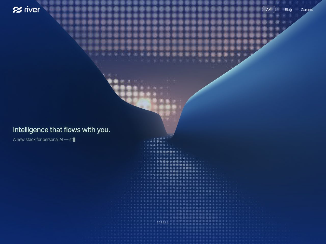 Homepage screenshot of River