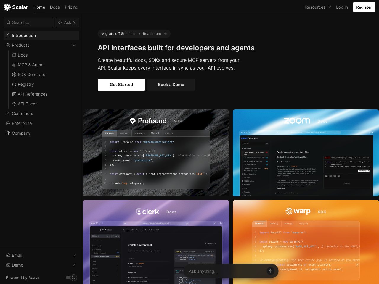 Homepage screenshot of Scalar