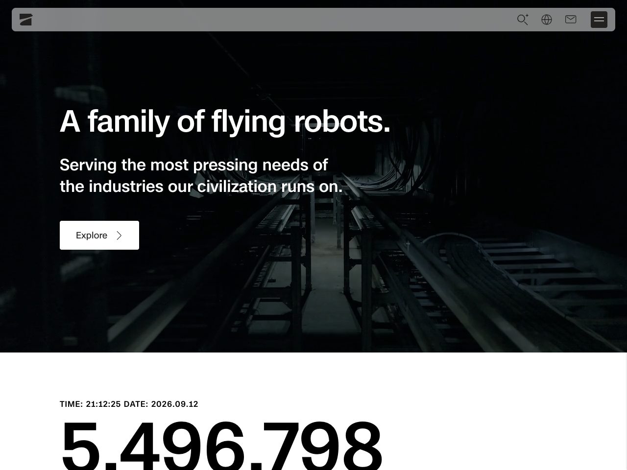 Homepage screenshot of Skydio