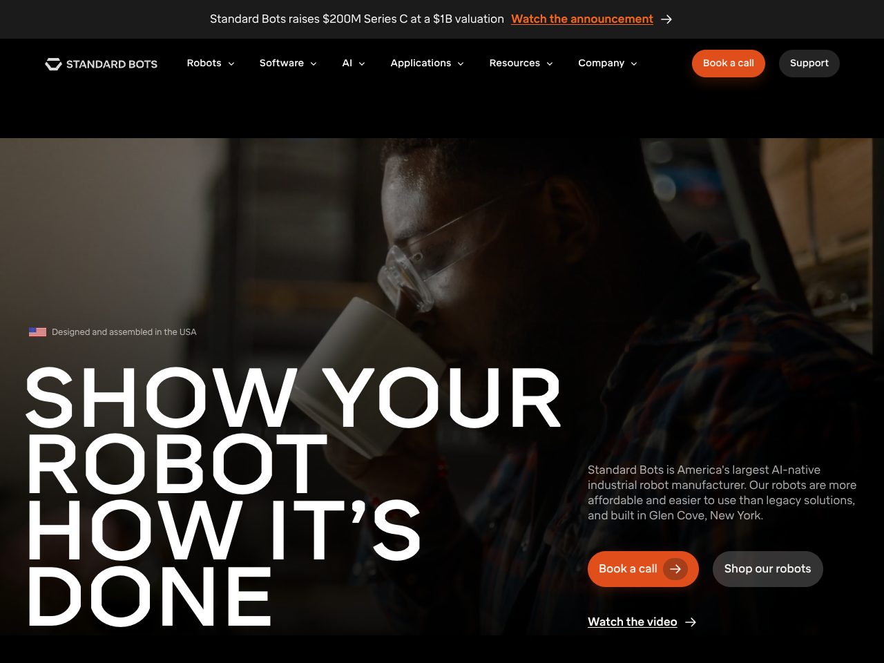 Homepage screenshot of Standard Bots