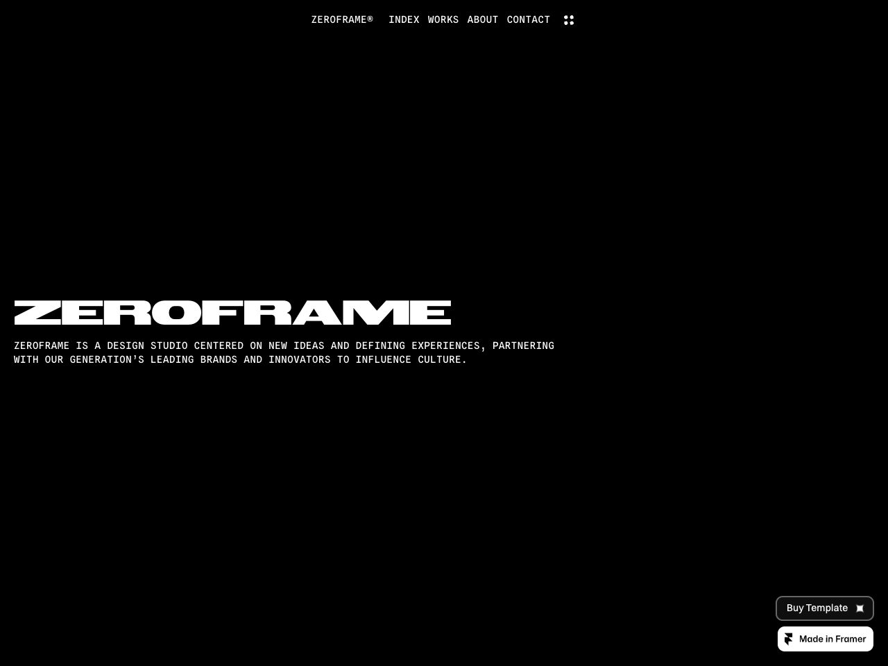 Homepage screenshot of Zeroframe
